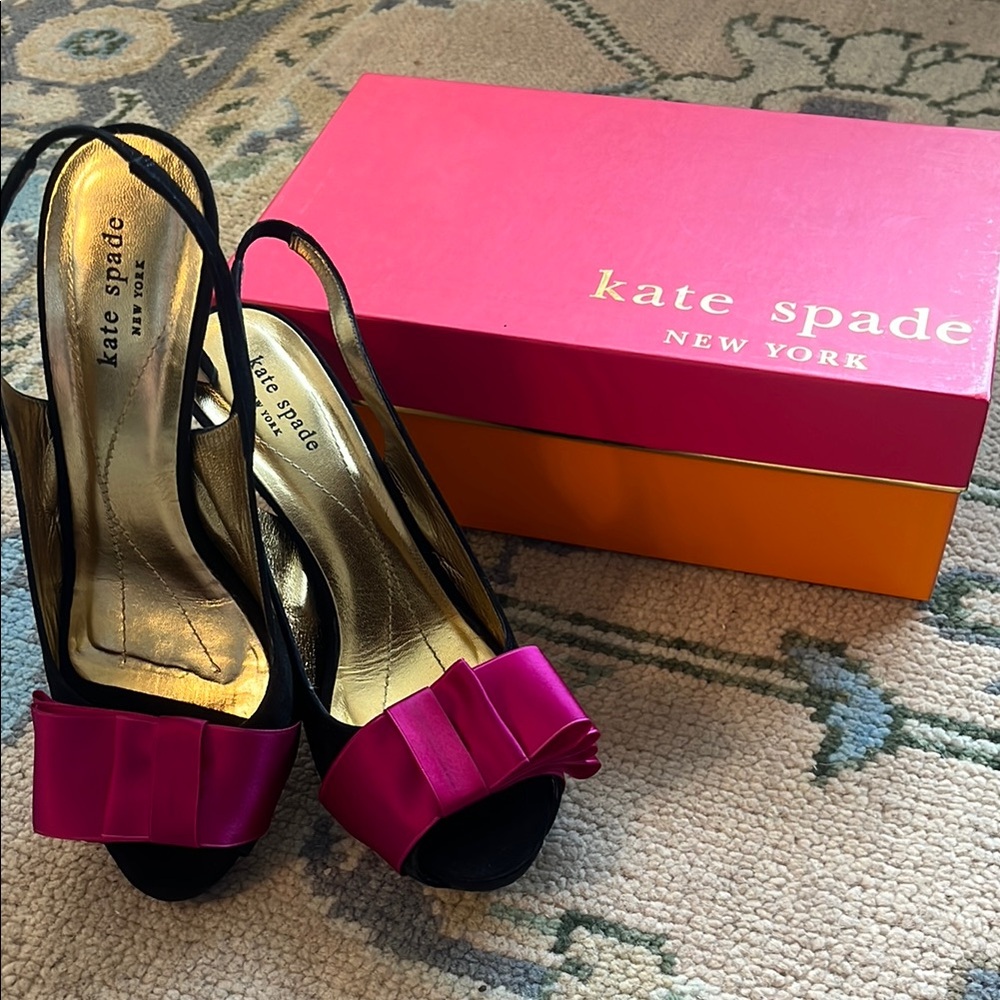 Kate Spade Black and Pink Peep-Toe Heels